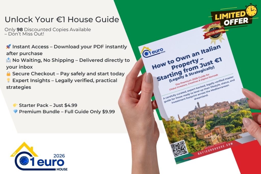 Premium €1 house guide eBook – Italy, France, Spain renovation and buying process
