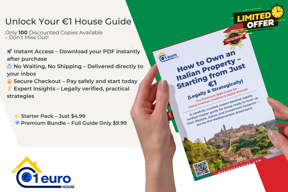 Premium €1 house guide eBook – Italy, France, Spain renovation and buying process